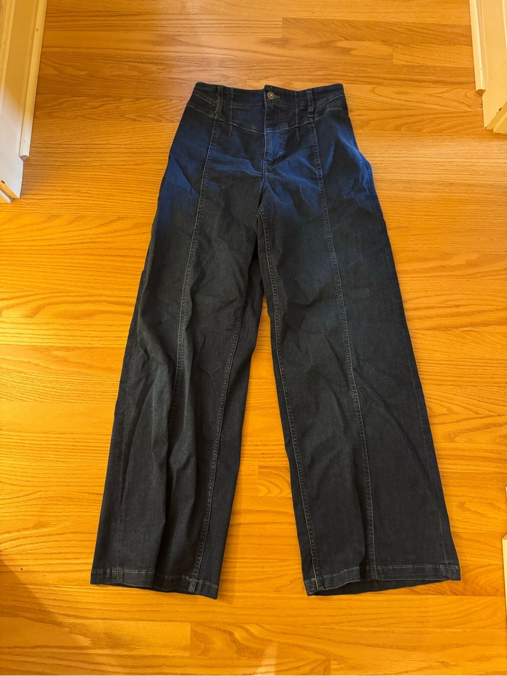 Free People Wide-Leg Deep Indigo Jeans - Picture 3 of 5
